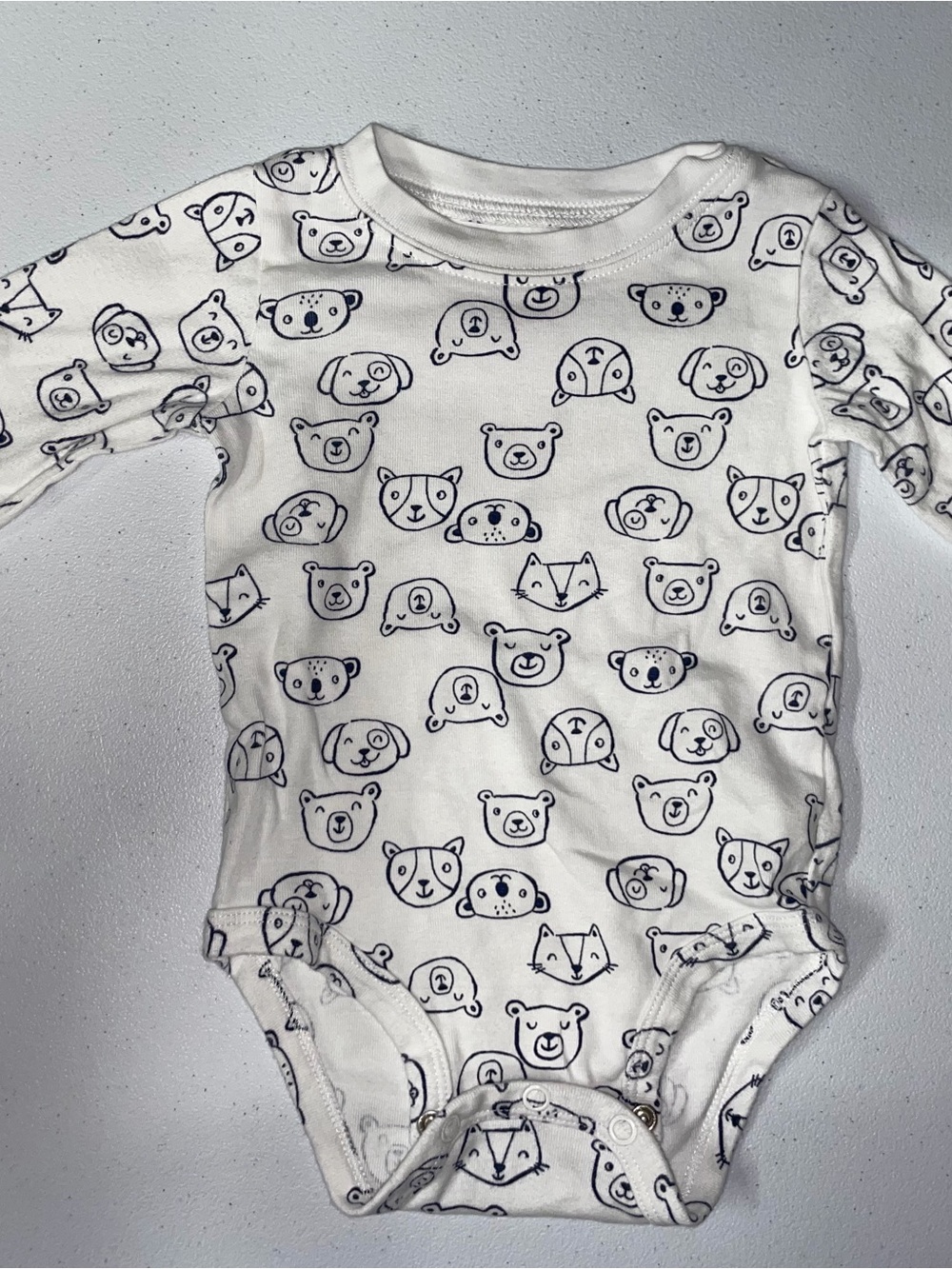 Carters: Dog Long Sleeve White Onesie (12 Months)
